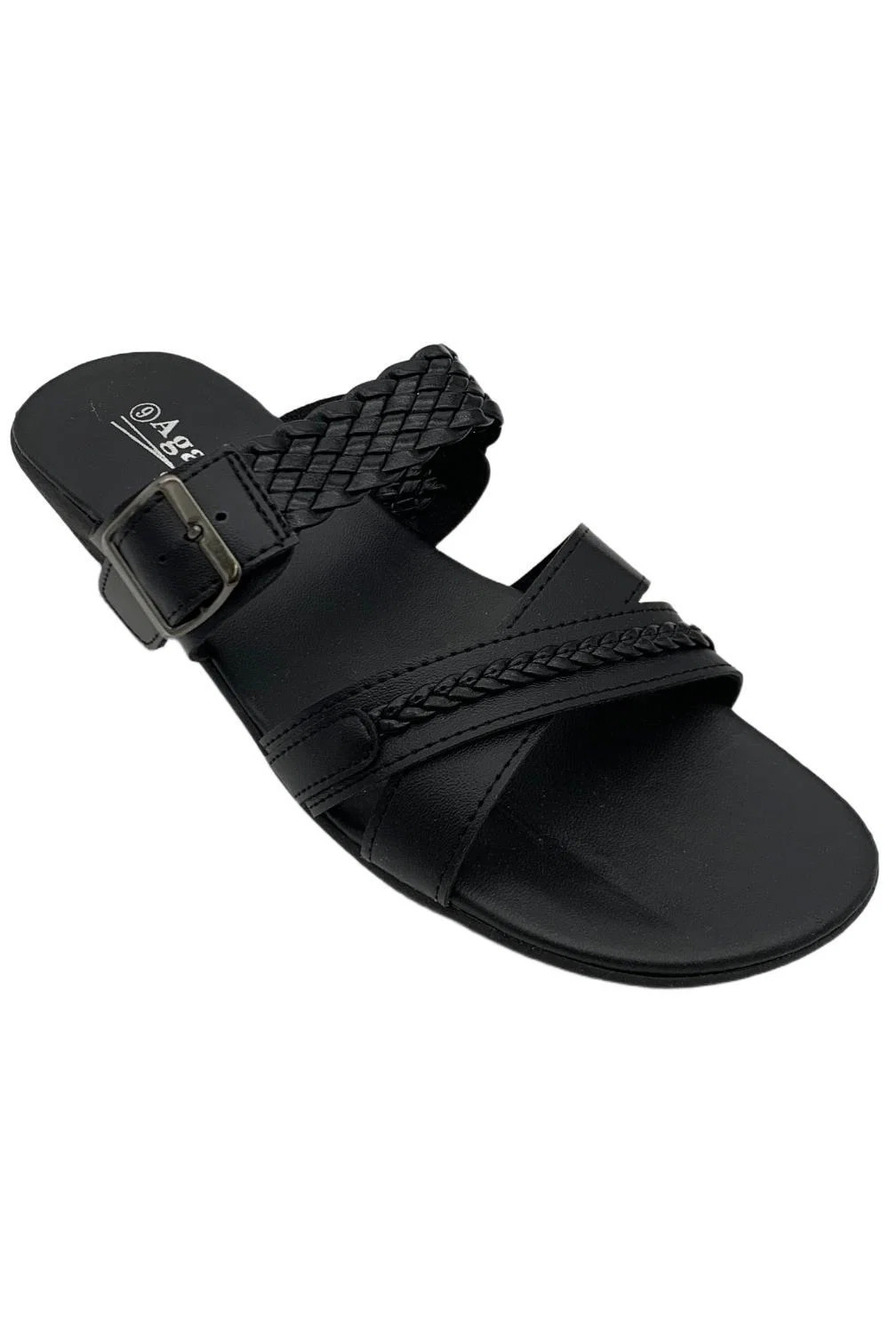 Agape Collection Women's Wilma Braided Sandal Black - Medium